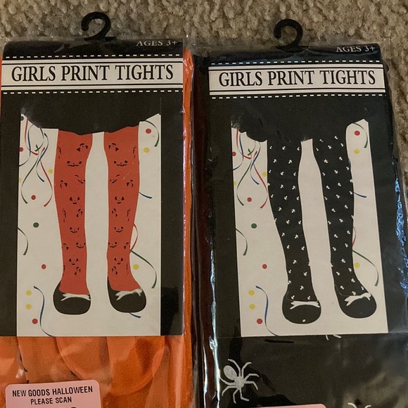 Accessories Little Girls Halloween Tights Orange Jack O Lantern Faces